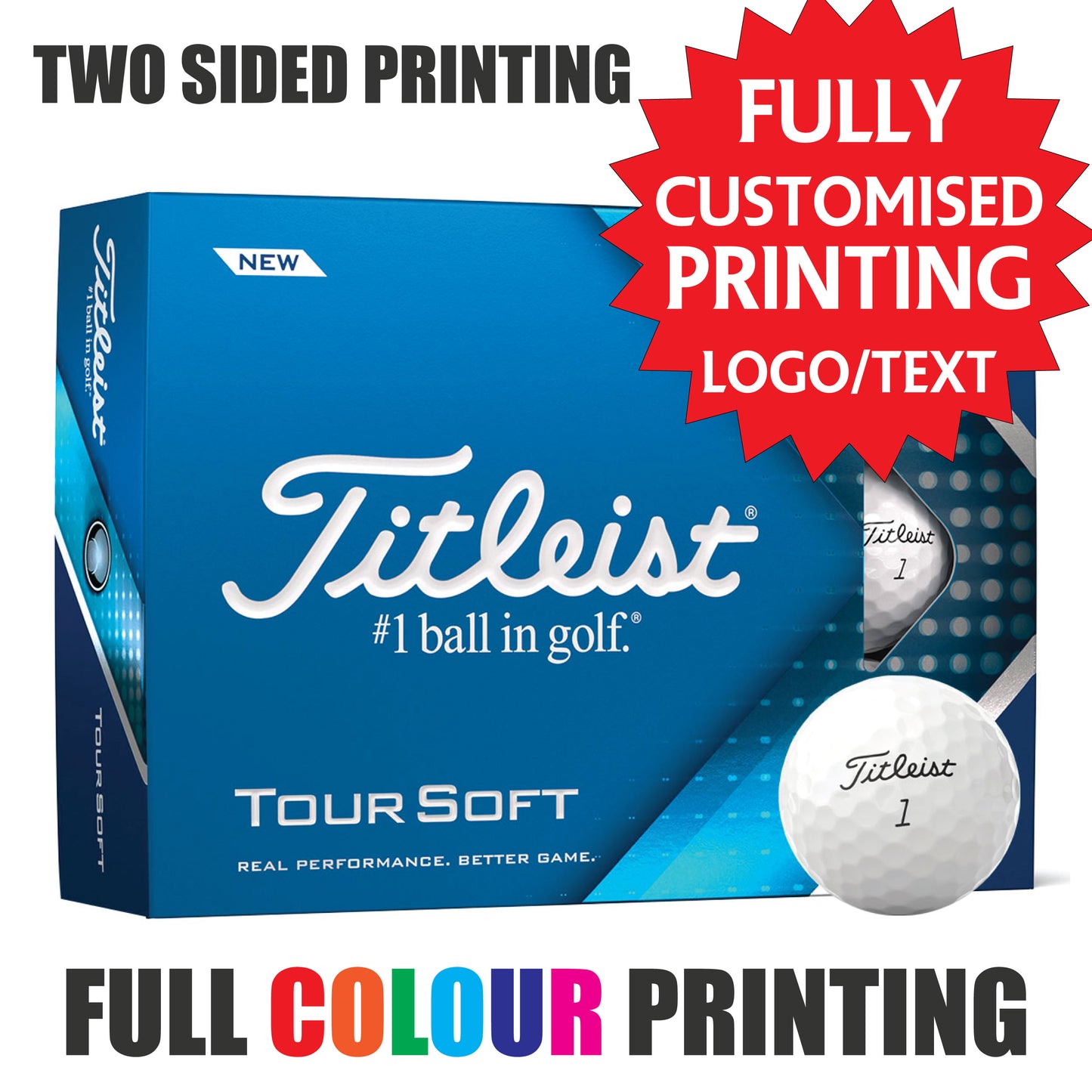Personalised Golf Balls CUSTOM IMAGE/LOGO Titleist Pro V1 Callaway Srixon Taylor