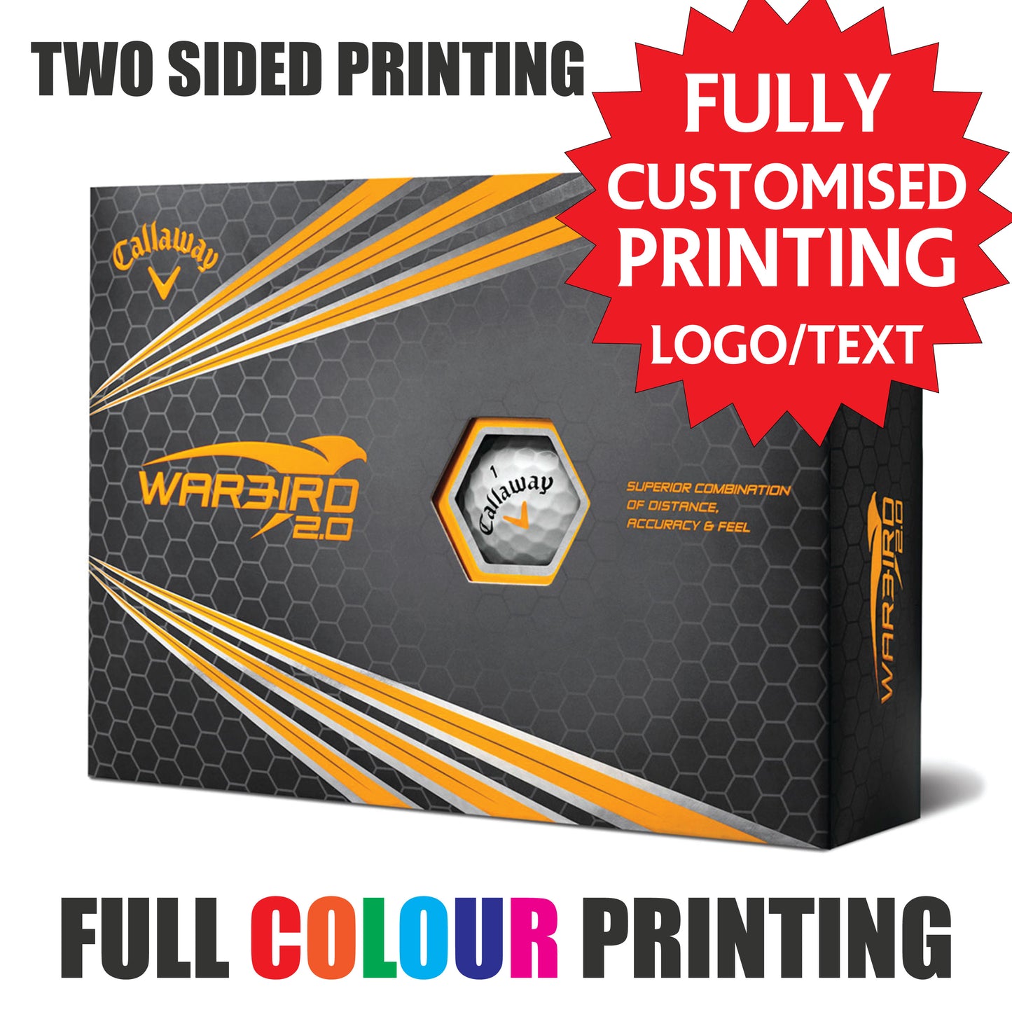 Personalised Golf Balls CUSTOM IMAGE/LOGO Titleist Pro V1 Callaway Srixon Taylor