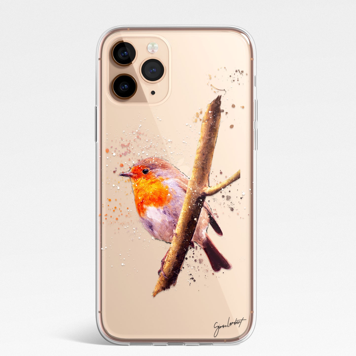 British Birds Phone Case Splatter Art CLEAR Cover Case for iPhone 14 13 12 Pro +