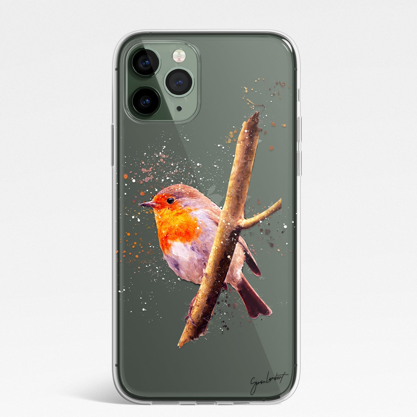 British Birds Phone Case Splatter Art CLEAR Cover Case for iPhone 14 13 12 Pro +