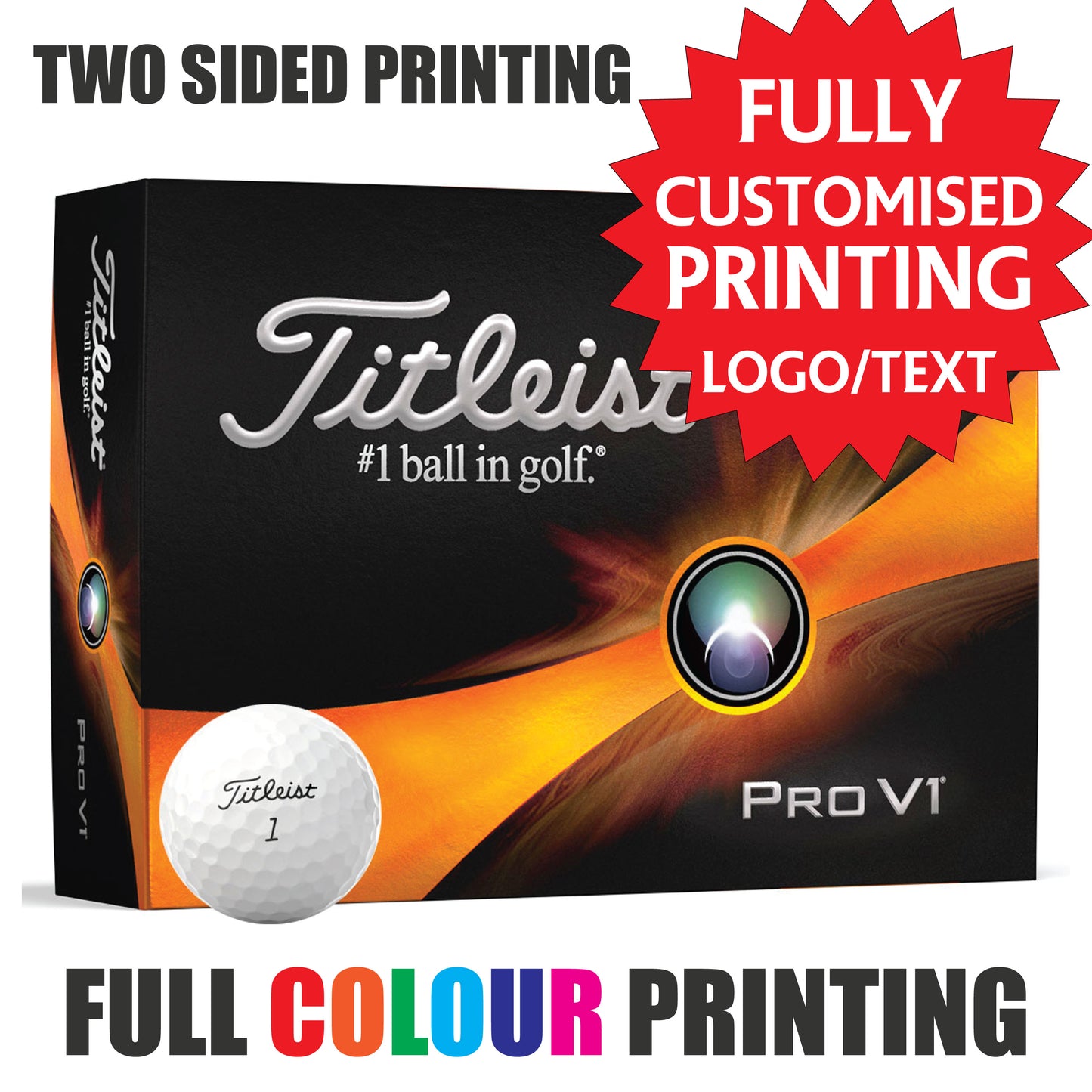 Personalised Golf Balls CUSTOM IMAGE/LOGO Titleist Pro V1 Callaway Srixon Taylor