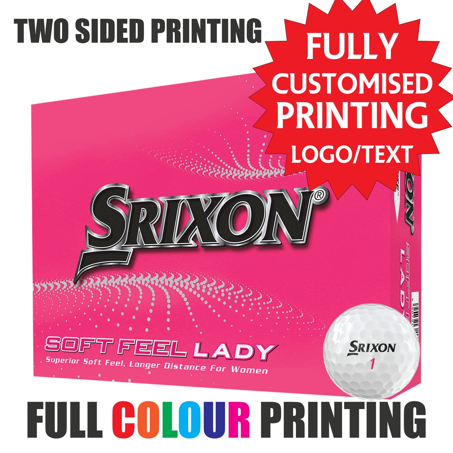 Personalised Golf Balls CUSTOM IMAGE/LOGO Titleist Pro V1 Callaway Srixon Taylor