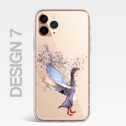 British Birds Phone Case Splatter Art CLEAR Cover Case for iPhone 14 13 12 Pro +